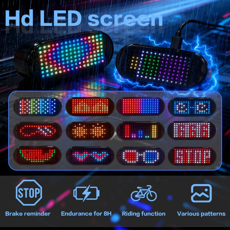 Luz de Advertencia para Casco de Motocicleta, Pantalla LED Programable para Casco, Luz Trasera para Bicicleta, Pantalla LED para Conducción Nocturna