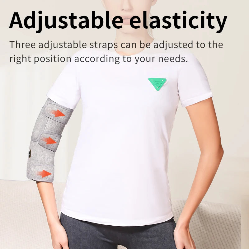 Masajeador de codo eléctrico con luz roja, ajuste de 3 niveles, relajación muscular y comodidad de las articulaciones, cuidado del codo para fanáticos/mayores de fitness