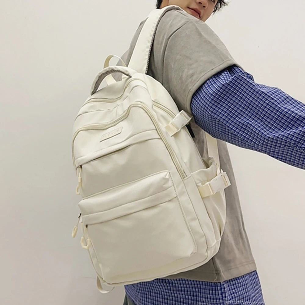 Mochila informal de nailon con múltiples bolsillos, mochila de gran capacidad con puerto de carga USB, bolso duradero para la escuela y el trabajo