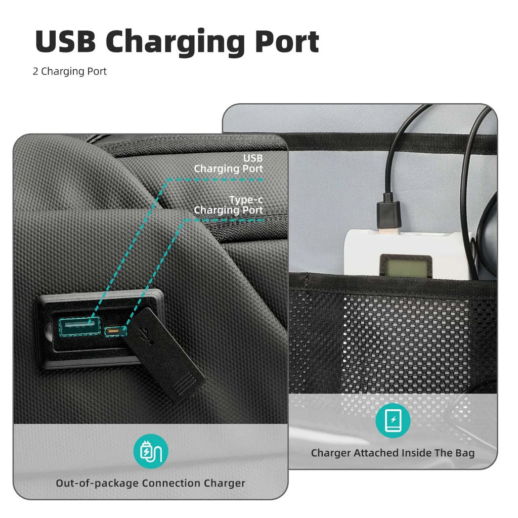Mochila para Laptop Impermeable con Puerto de Carga USB para Hombre