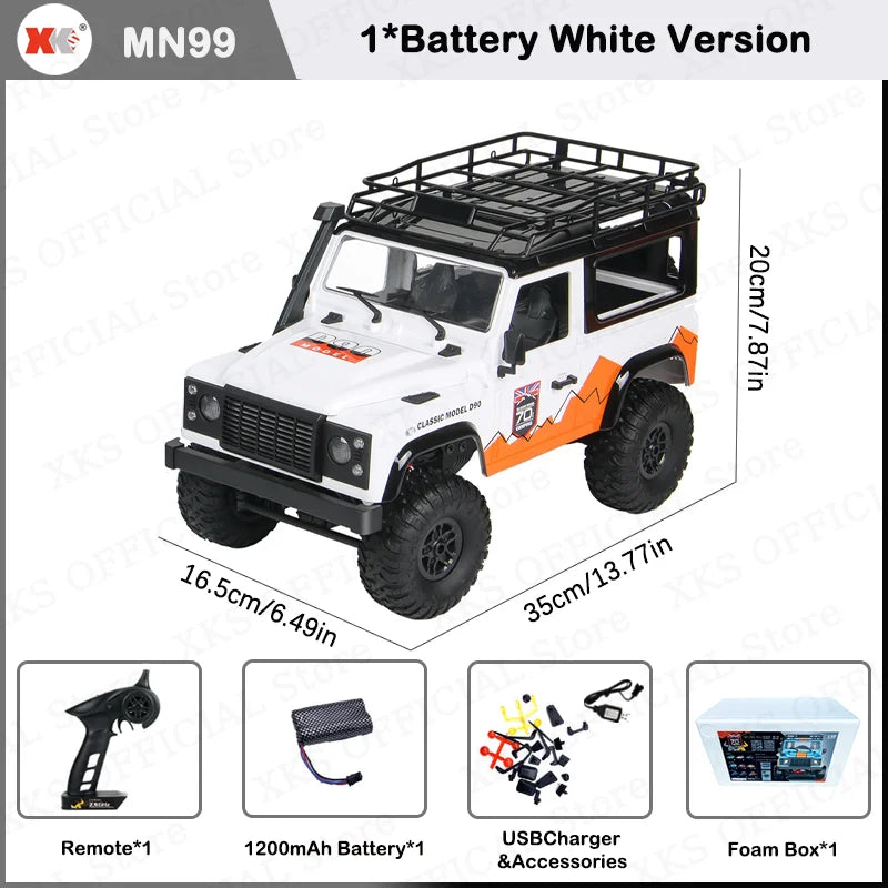 MN MN99S MN78 MN98 MN99 D90 1/12 RC coche 2,4G Control remoto 4X4 todoterreno luz LED 4WD escalada RC camión coche de juguete regalo para niño