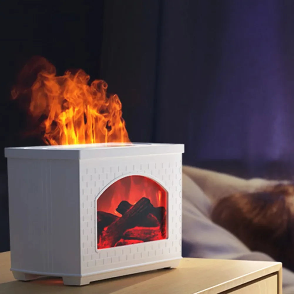 Nuevo humidificador de aire simulado para chimenea, difusor de aceites aromáticos con efecto de llama, humidificadores de aromaterapia para el hogar, pulverizador de niebla, difusor de aire