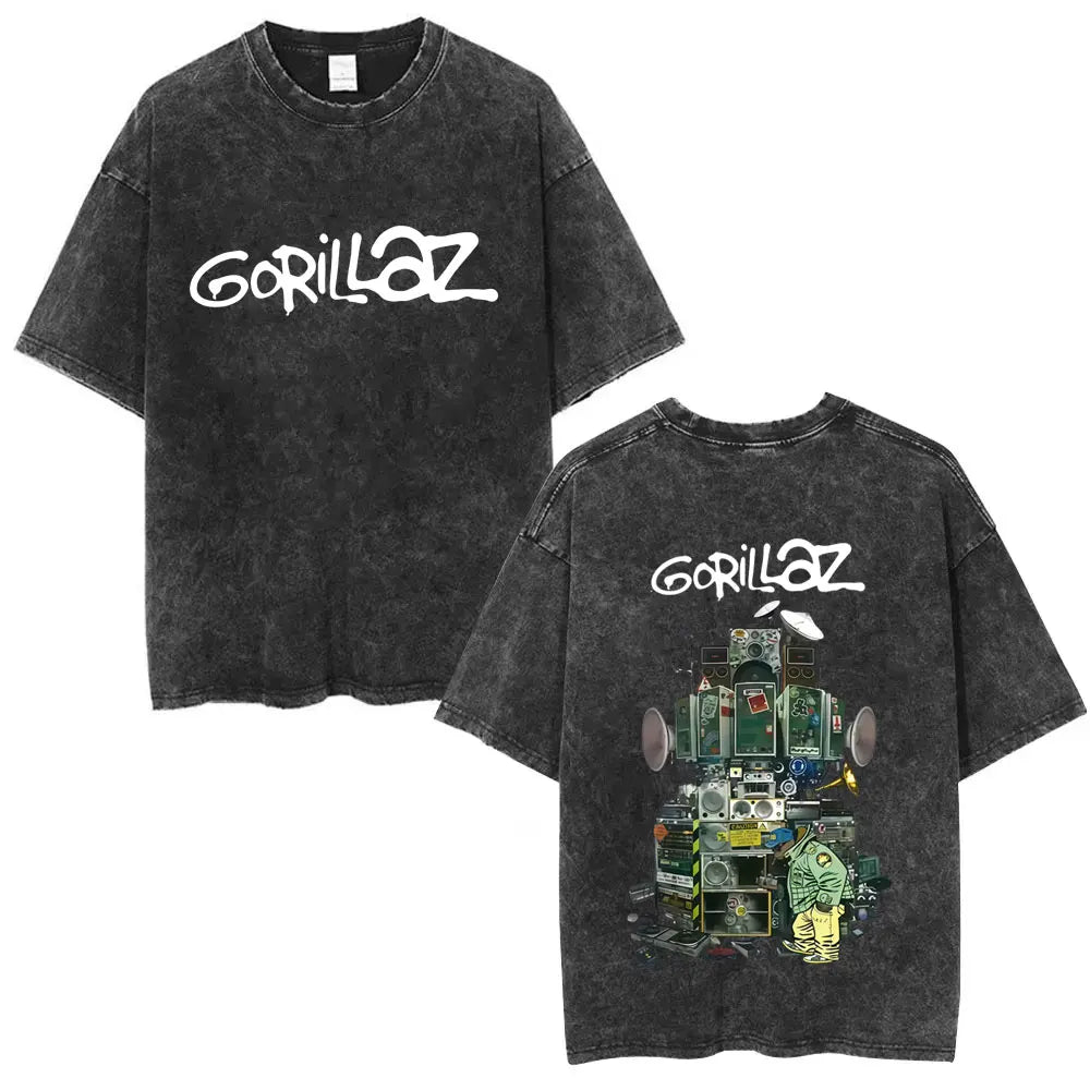 Camiseta Vintage Gorillaz, Punk Hip Hop Oversize, Unisex