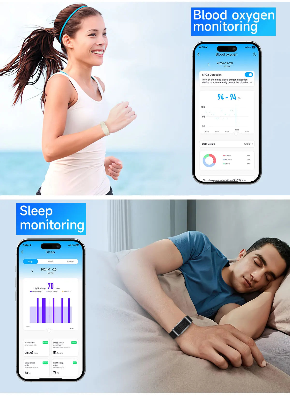 LIGE Reloj Inteligente sin Pantalla IP68