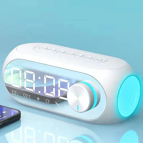Altavoz Bluetooth Inalámbrico, Reloj Despertador, Radio FM Portátil, Subwoofer, Caja de Sonido, Mini Lámpara, Woofers, Caixa De Som, Coluna, Bocina