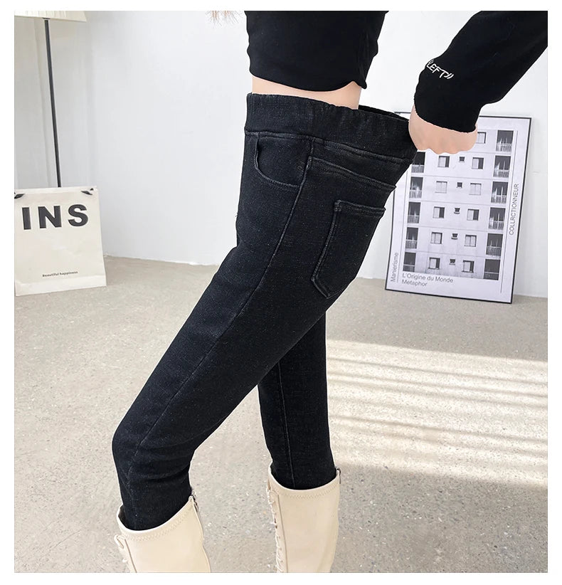 Pantalones Vaqueros de Invierno con Forro de Lana para Mujer