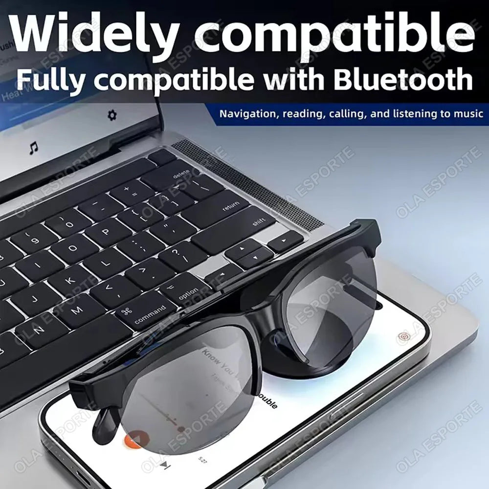 Nuevas gafas inteligentes para hombre, auriculares Bluetooth 5,3, auriculares estéreo Anti-Blu-ray, altavoz doble, auriculares con Control de música táctil, gafas de sol