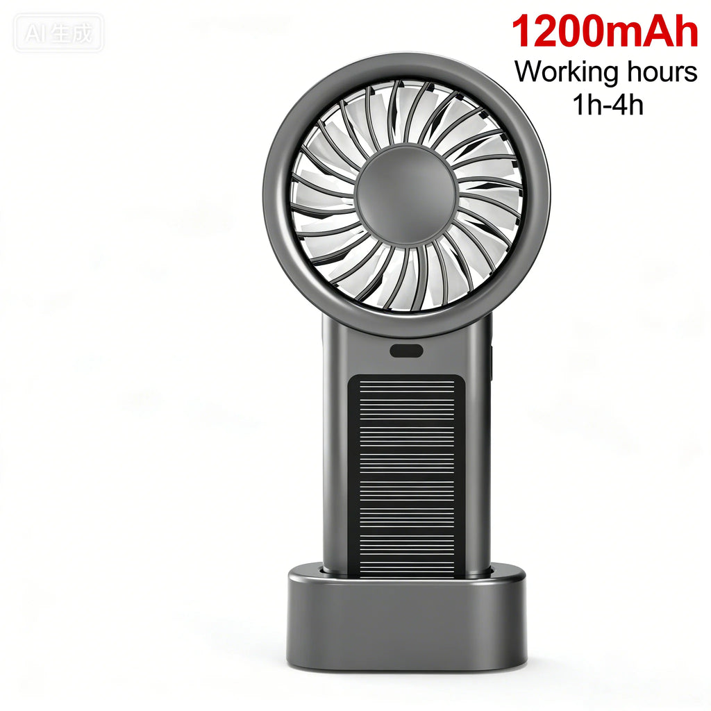 Ventilador solar portátil 5 velocidades, recargable USB para camping