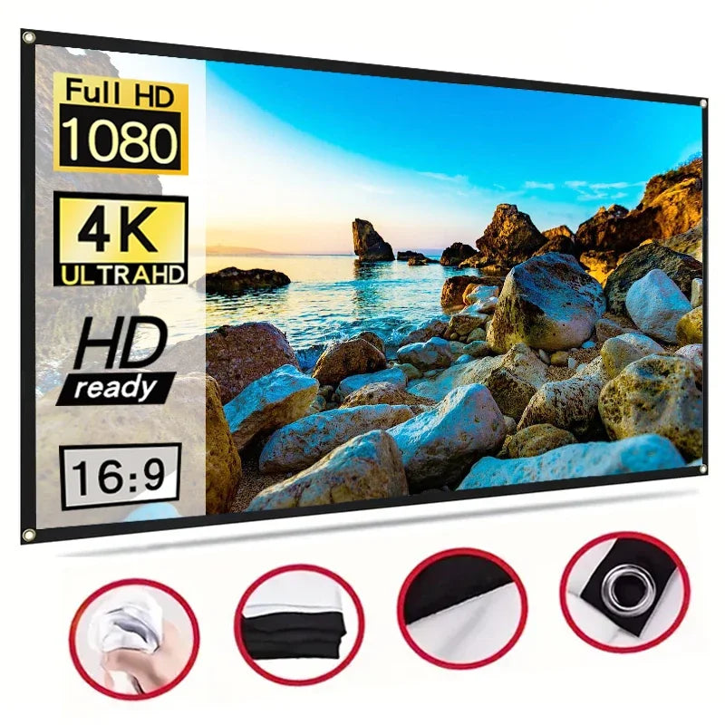 Pantalla de proyección para pared, plegable y fácil de limpiar, 60-150 pulgadas