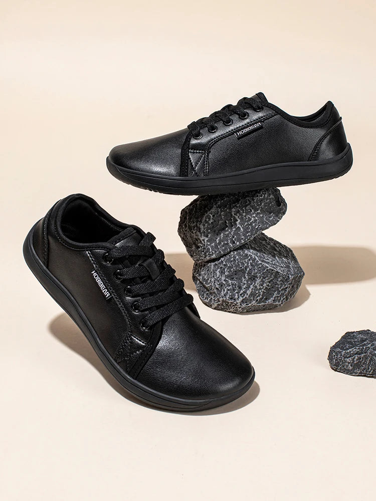 HOBIBEAR Zapatos minimalistas de punta ancha, zapatillas Unisex descalzas con caída cero, zapatos casuales de moda de cuero Artificial