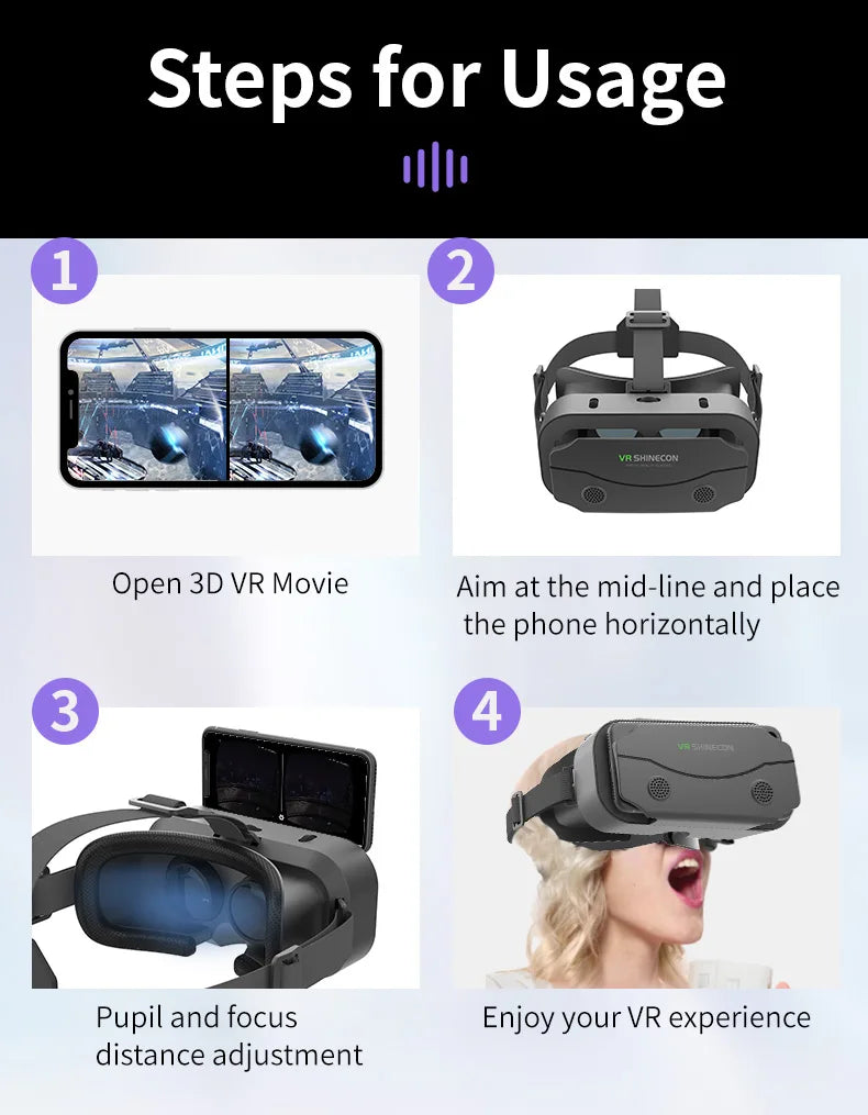 Gafas de realidad Virtual 3D VR, dispositivos de auriculares, lentes de casco, gafas inteligentes para teléfonos inteligentes, teléfono móvil, juego de visor Viar