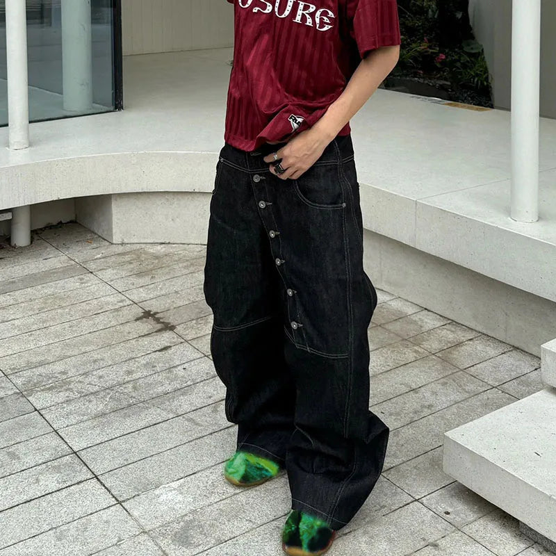 Pantalones Vaqueros Holgados de Pierna Ancha para Hombre, Estilo Hip-Hop