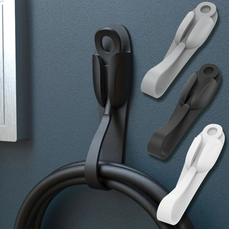 3 clips para cables elegantes: organizador sin esfuerzo para cables sin enredos, seguros y adhesivos - perfectos para uso en el hogar y la oficina