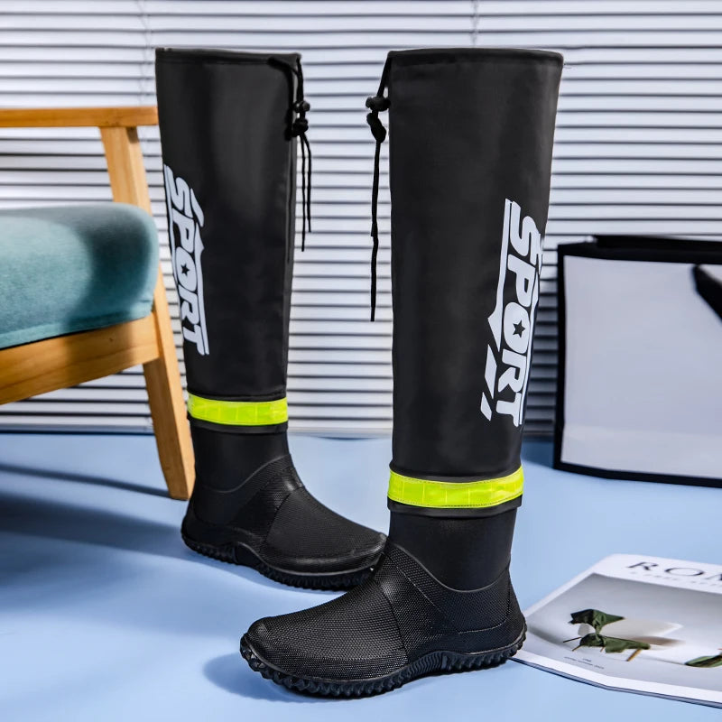 Botas de lluvia para hombre impermeables antideslizantes de caña alta