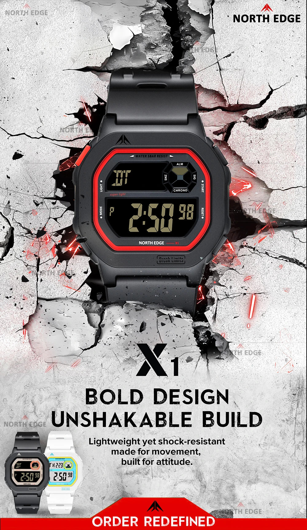 NORTH EDGE X1 Reloj Inteligente Digital 50M