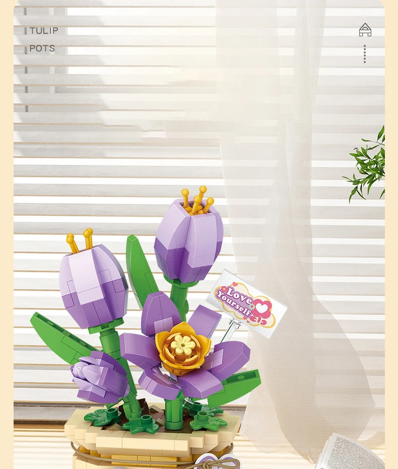 Bloques de Construcción LOZ Serie Plantas, Rosas y Girasoles en Maceta, Modelo MOC DIY, Flor Artificial, Decoración de Escritorio, Regalo Coleccionable para Adultos