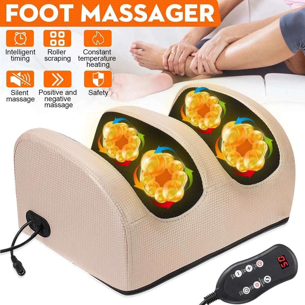 Masajeador de Pies Eléctrico con Calor, Vibración y Control Remoto