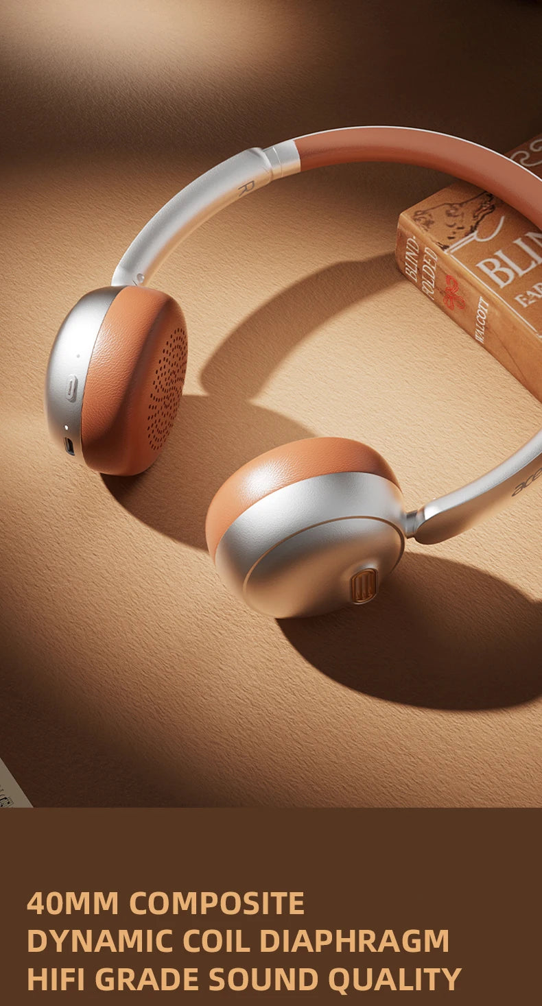 Auriculares Bluetooth Acer OHW111, Estilo Retro, Inalámbricos, Bluetooth 5.4, HIFI Estéreo, para Gamers, 70 Horas de Reproducción