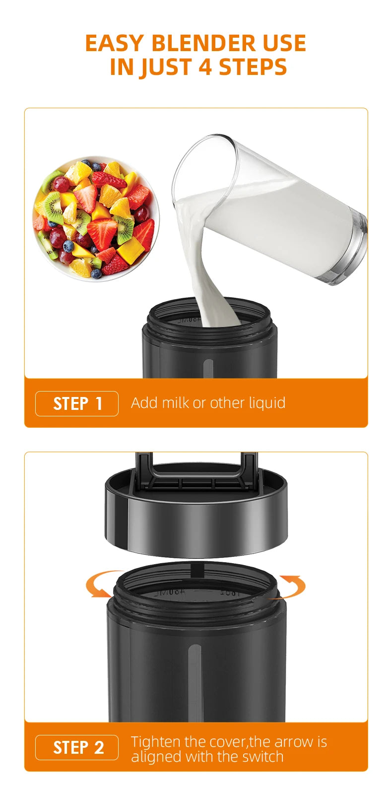 Licuadora Portátil USB 6 Cuchillas 450ml Recargable