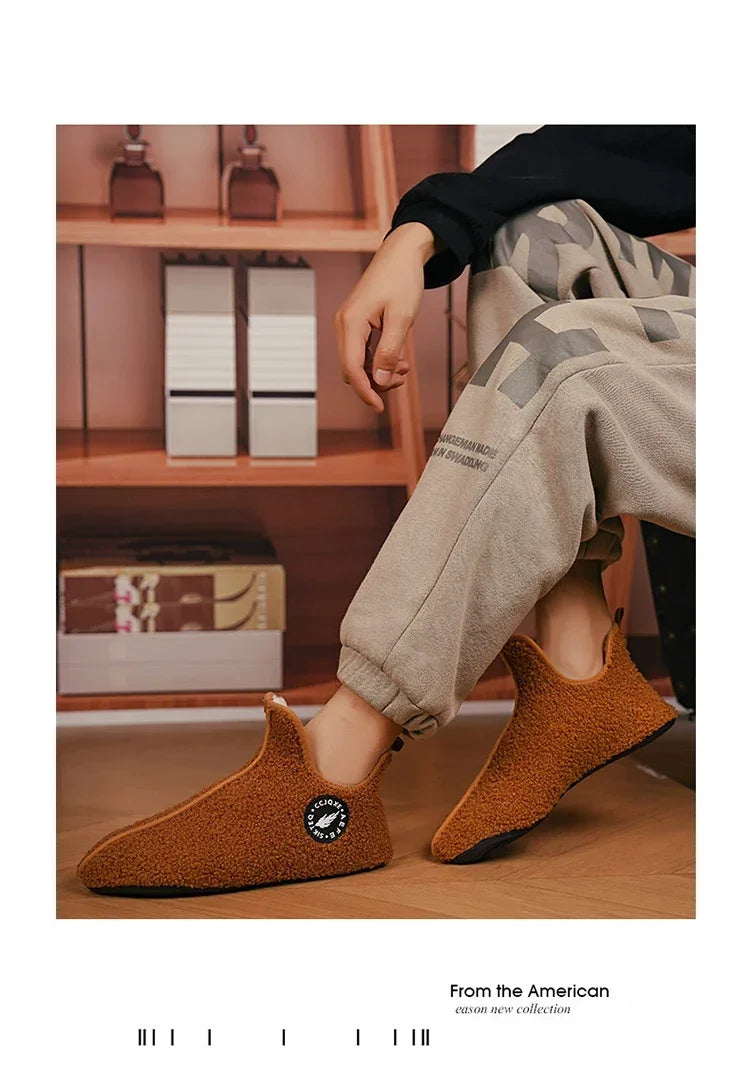YRZL, zapatos de algodón de invierno para hombre, zapatillas ligeras sin cordones de alta calidad, mocasines de algodón de felpa para interiores, zapatos cálidos Unisex