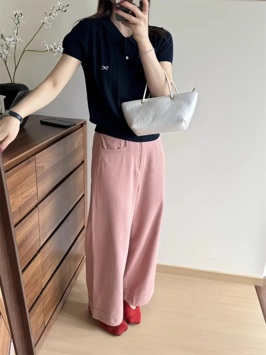 Camiseta Polo Coreana Delgada para Mujer