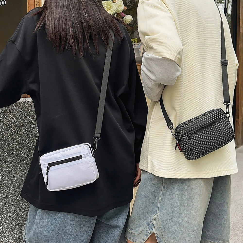 Bolso Bandolera de Nailon a Cuadros, Unisex