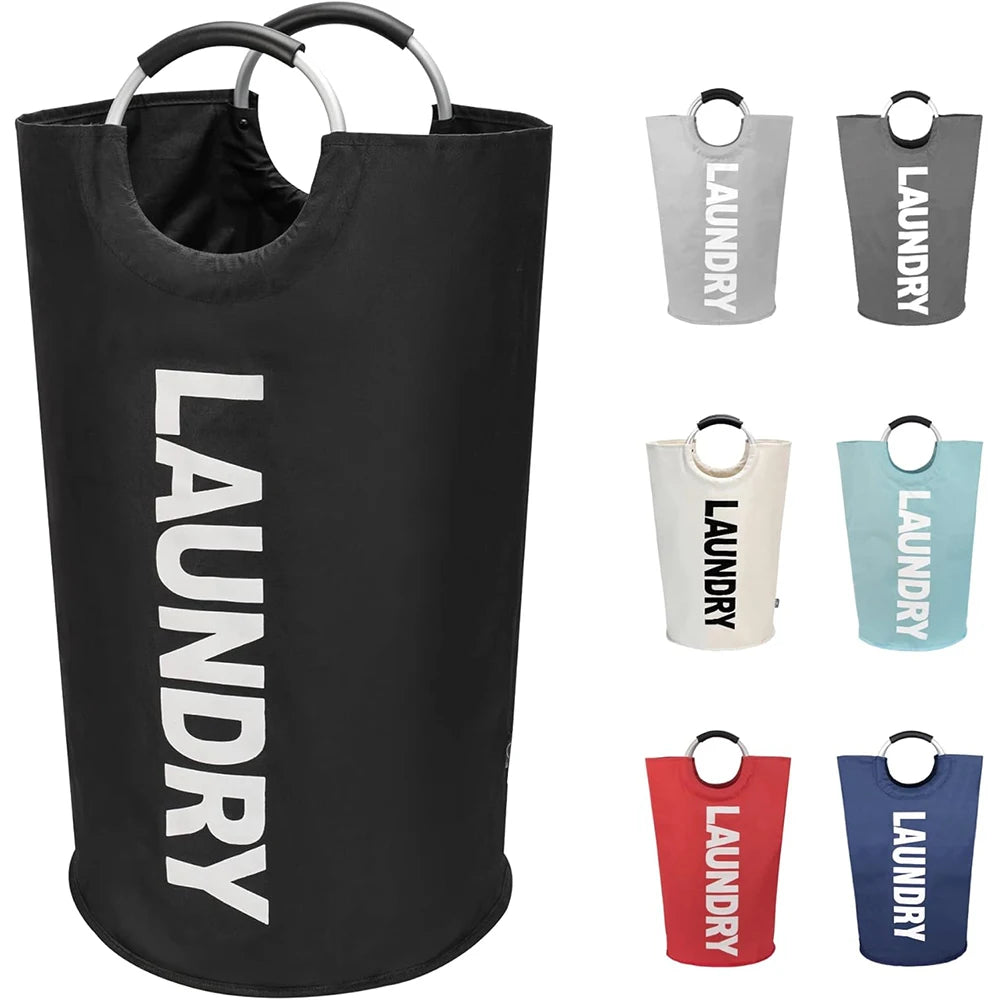 Cesto de Ropa Grande LMETJMA de 90L, Cesto de Ropa Impermeable, Cesto de Ropa Plegable, Cesto de Ropa Alto y Plegable para la Familia