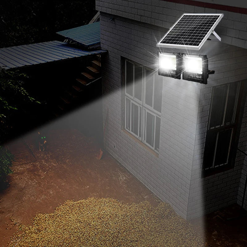 Reflector solar LED 400W 2 cabezales para jardín impermeable IP65