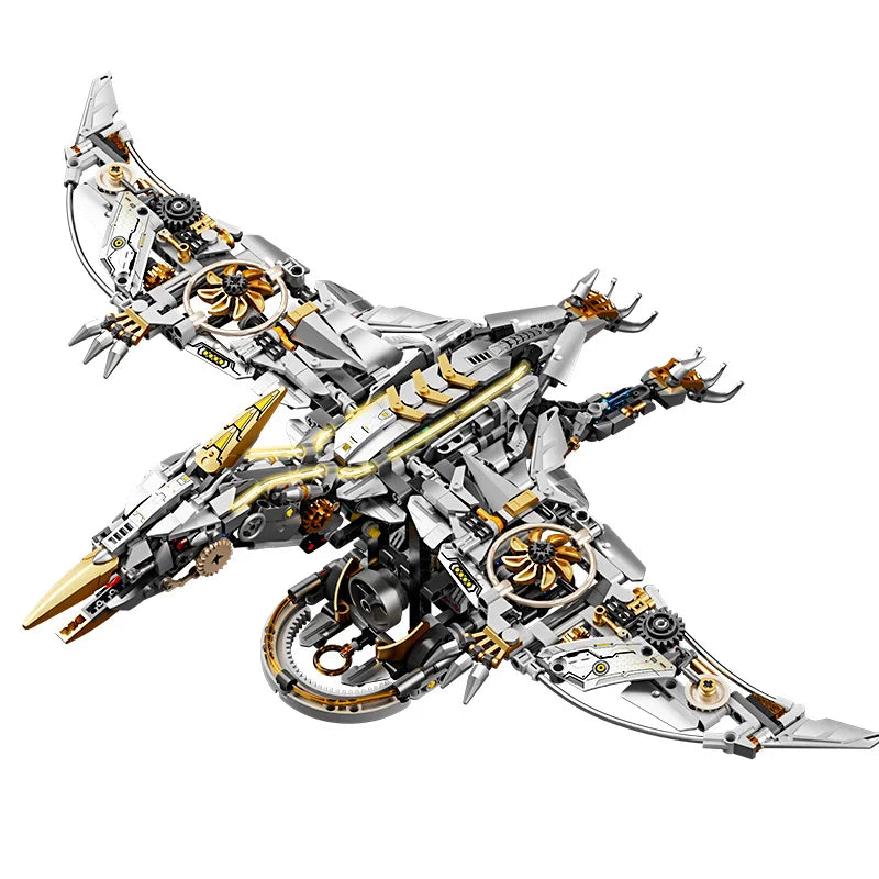 Juego de 1266 Piezas de Bloques de Construcción de Pterodáctilos y Triceratops Mecánicos, Adorno de Escritorio, Juguete Educativo de Ensamblaje, Regalo de Cumpleaños