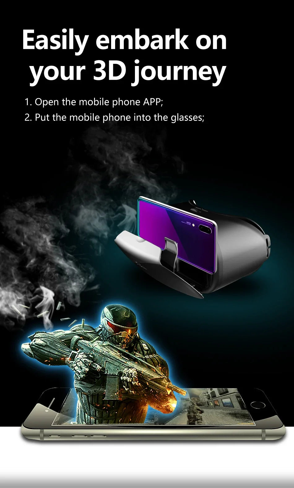 Gafas 3D VR de realidad Virtual para iPhone, Android, teléfono inteligente, casco, auriculares, lentes reales, dispositivos