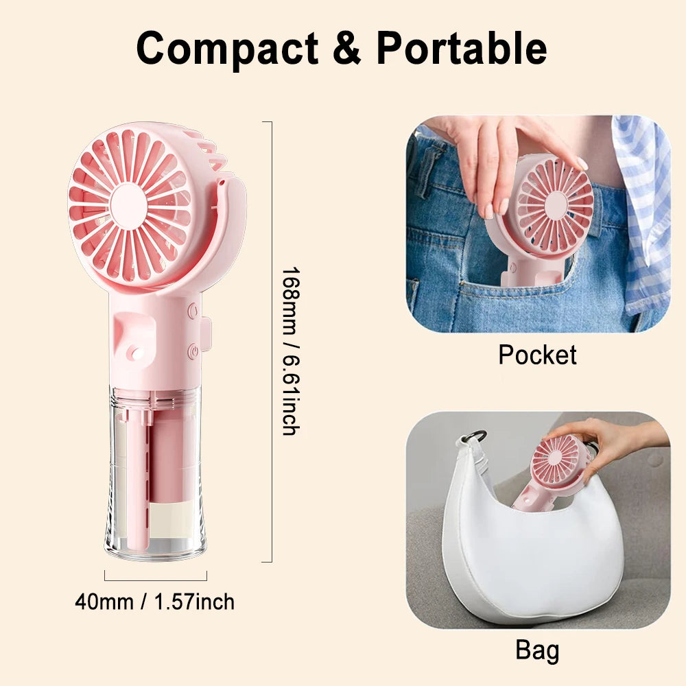 Mini Ventilador Portátil con Pulverizador de Agua