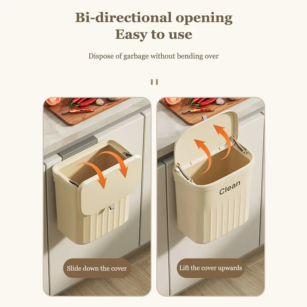 Cubo de compost para cocina con montaje bajo fregadero o en pared, con tapa