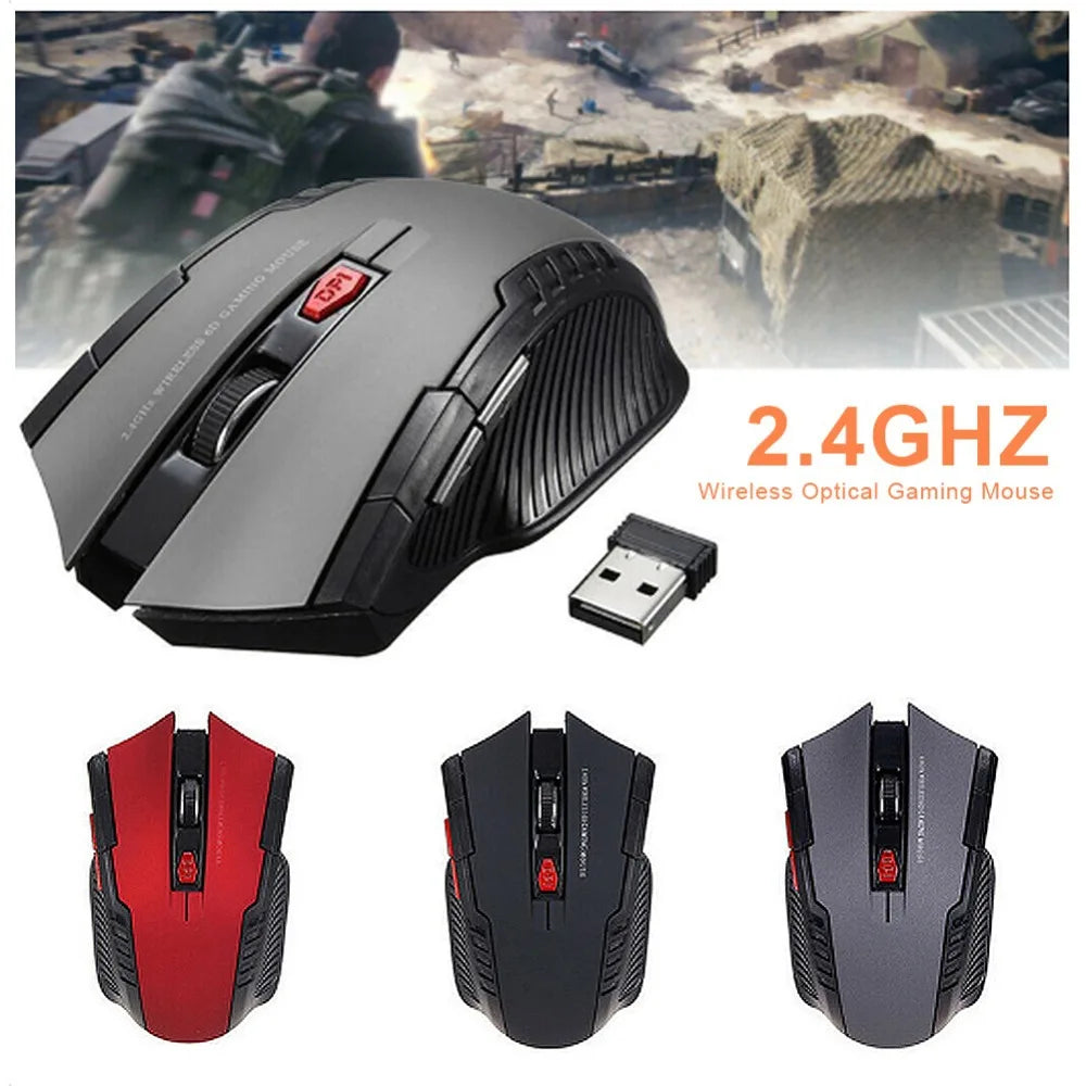 Ratón Inalámbrico 113, Ratón Óptico Inalámbrico de 2.4GHz con Receptor USB, Ratón Inalámbrico Portátil de 6 Botones para Computadoras Portátiles