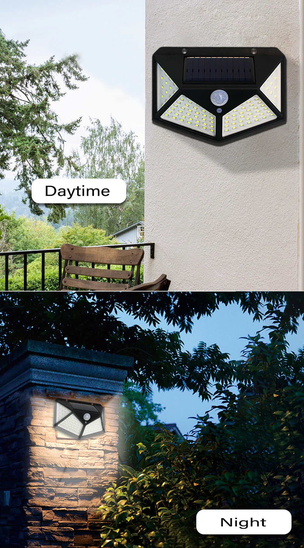 Lámpara Solar de Pared con Sensor PIR 100 LED