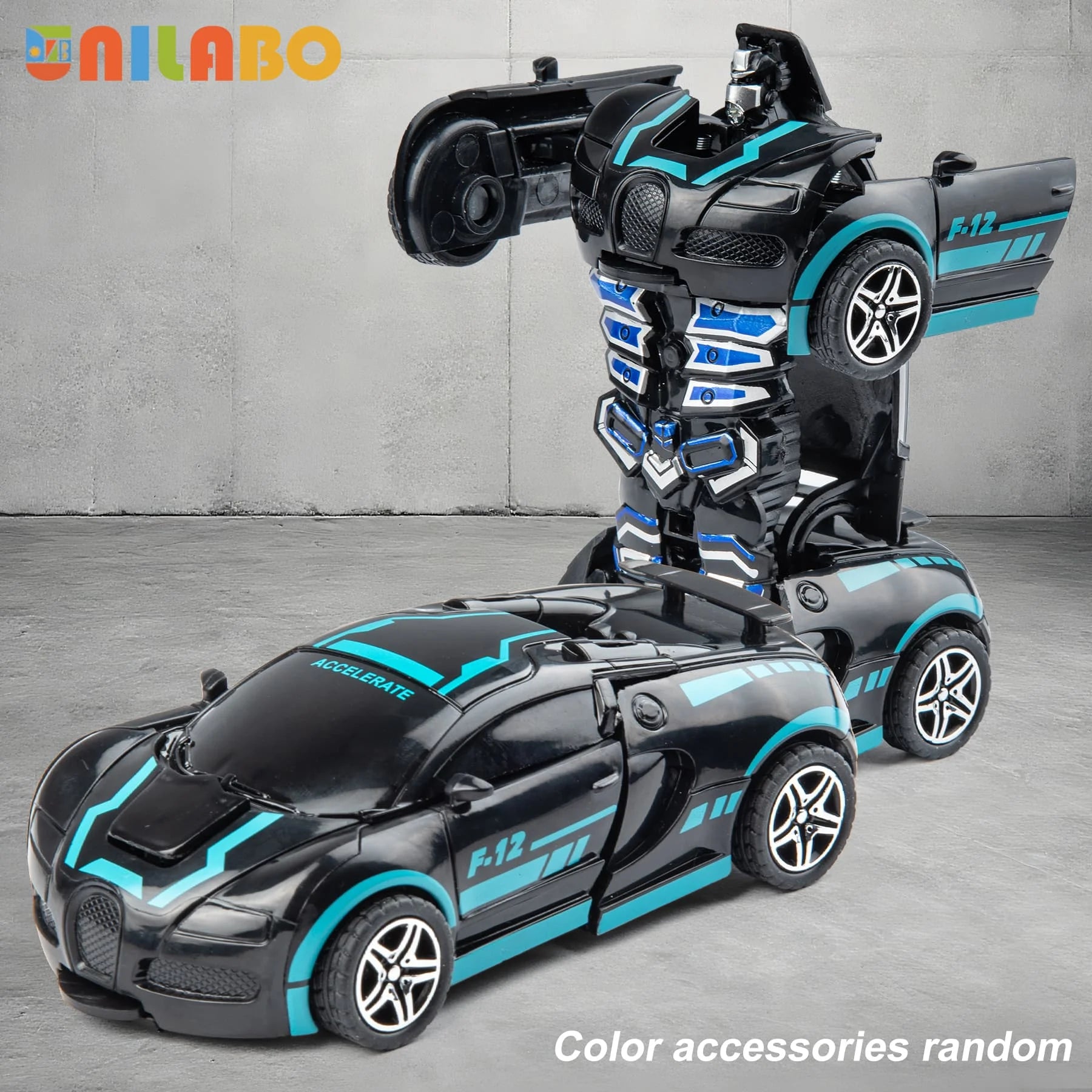 Coche robot transformable sin baterías, juguete educativo colorido para niños
