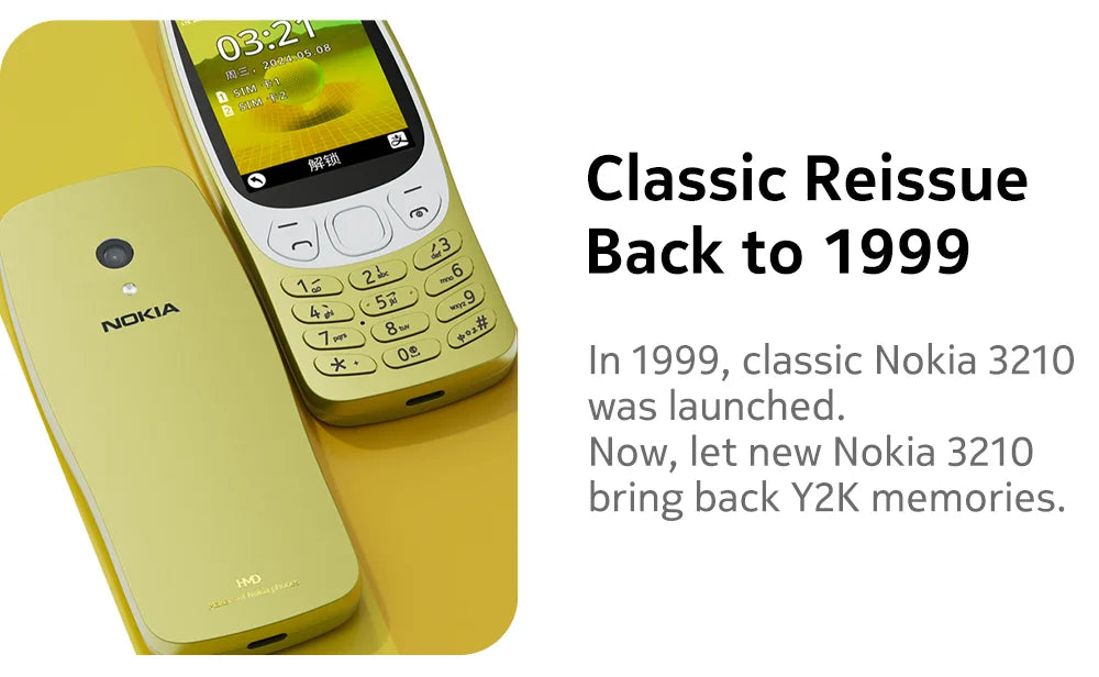Nokia 3210 4G característica teléfono Bluetooth 5,0 Radio FM Dual SIM 2,4 "puerto tipo C 1450mAh mejor botón pulsador teléfono móvil nuevo