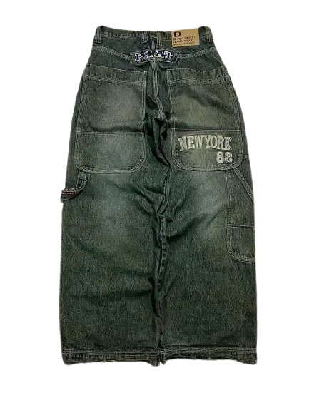Pantalones Vaqueros Holgados Vintage de Pierna Ancha Y2K para Mujer