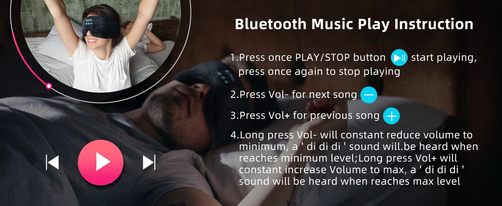 Máscara de Dormir con Auriculares Bluetooth Integrados