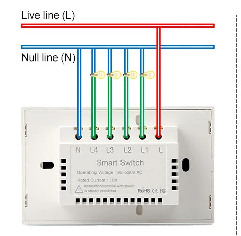 Interruptor táctil inteligente WiFi Tuya/Smart Life para lámparas, 220V-240V, 1-3 vías