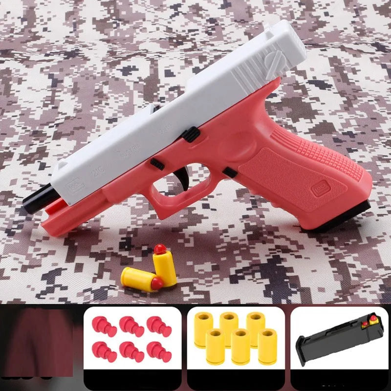 Pistola de juguete, pistola de mano, carcasa de bala suave, expulsión de dardos de espuma, tiro para adultos, niños y niñas, juegos de tiro al aire libre
