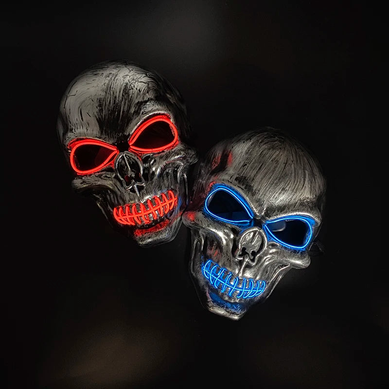 Máscara de calavera malvada, mascarada de Carnaval de Halloween, Casa Encantada, decoración aterradora, esqueleto de Cosplay, Fiesta Temática aterradora, máscara iluminada