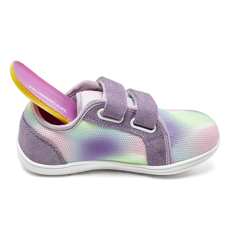HOBIBEAR Zapatos descalzos para niños y niñas, zapatillas con punta ancha y cierre de gancho, zapatos transpirables ligeros de malla (para niños pequeños/niños pequeños/niños grandes)