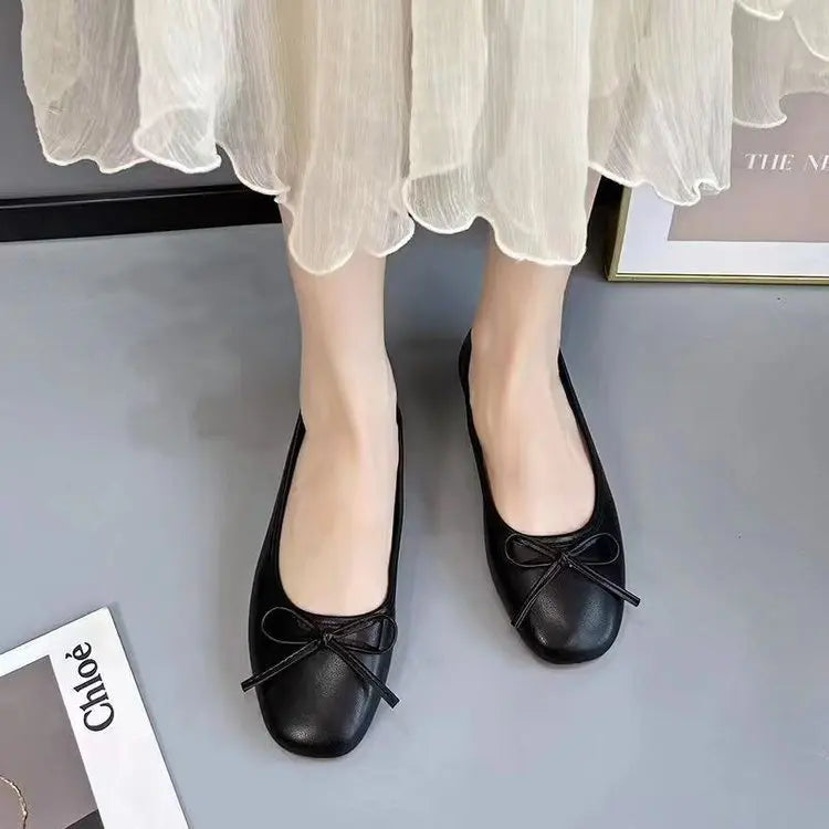 2025 Primavera Verano nueva llegada noche Breeze Flats suave diseño de nudo de lazo viajero versátil zapatos individuales