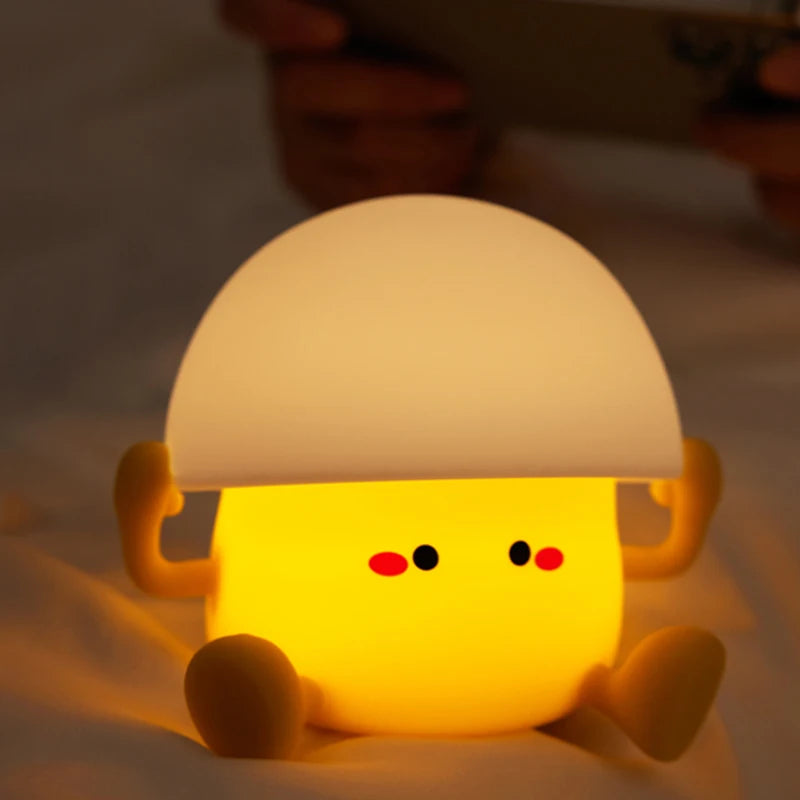 Bonita luz nocturna, lámpara de yema de huevo, lámpara de seta, decoración creativa de escritorio, carga USB, luz nocturna interior para niños, regalo de cumpleaños