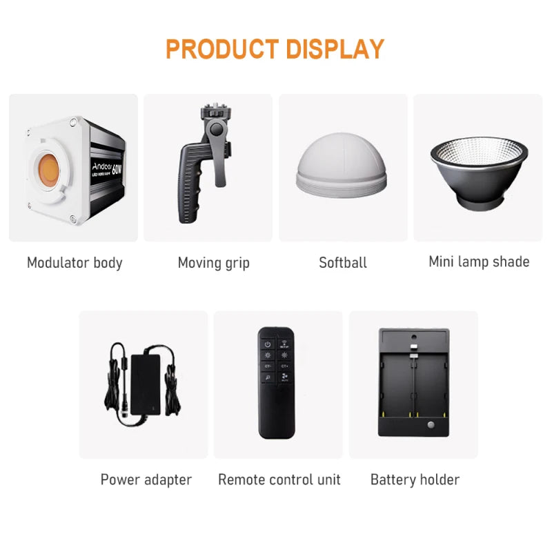 Andoer - Luz de Fotografía COB de 60 W, Luz de Video LED Tricolor de 2800 K-6800 K para Transmisión en Vivo, Estudio en Casa, Fotografía Comercial, Nueva