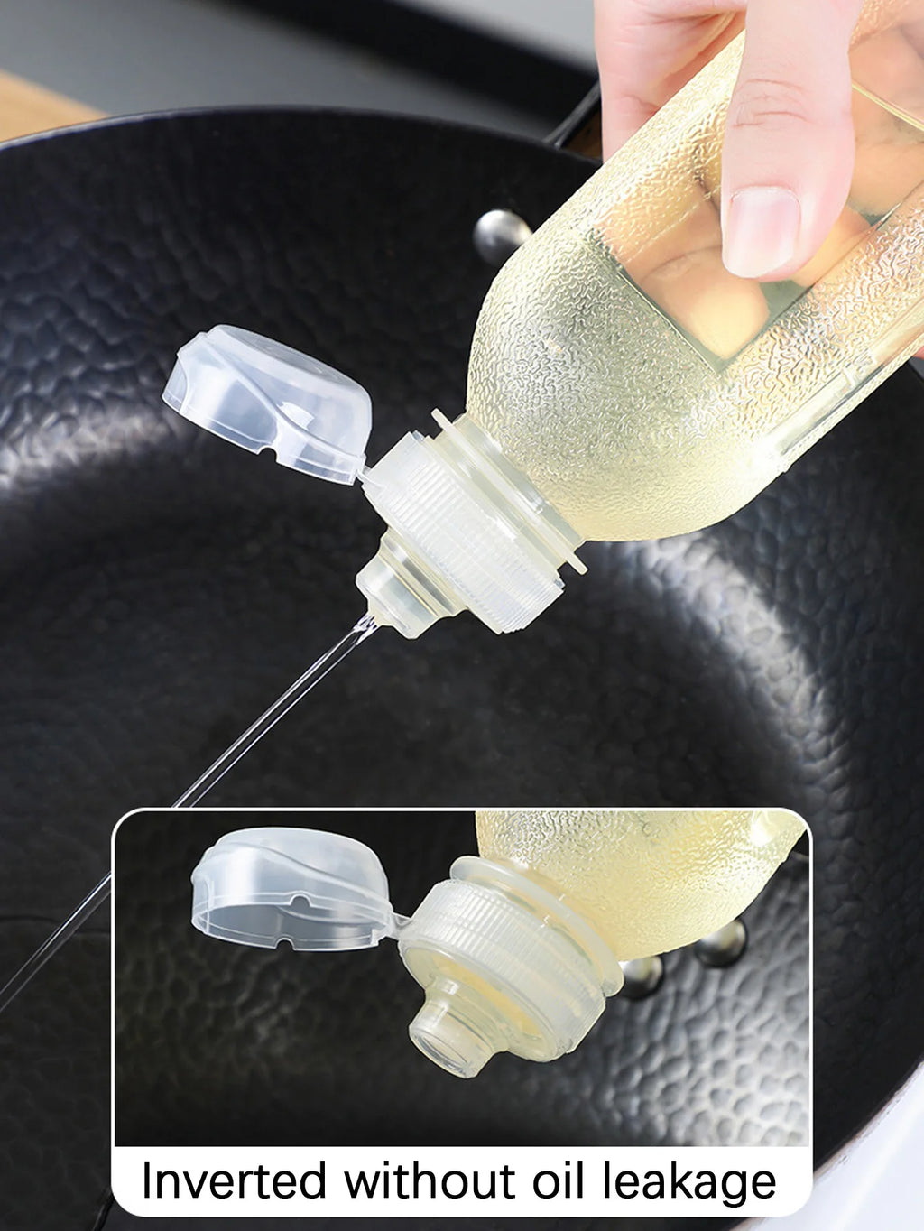 1 Uds. Botella de aceite transparente para el hogar de 1000ml, botella de extrusión de aceite de oliva con control de aceite para barbacoa al aire libre para cocina, olla de aceite para condimentos