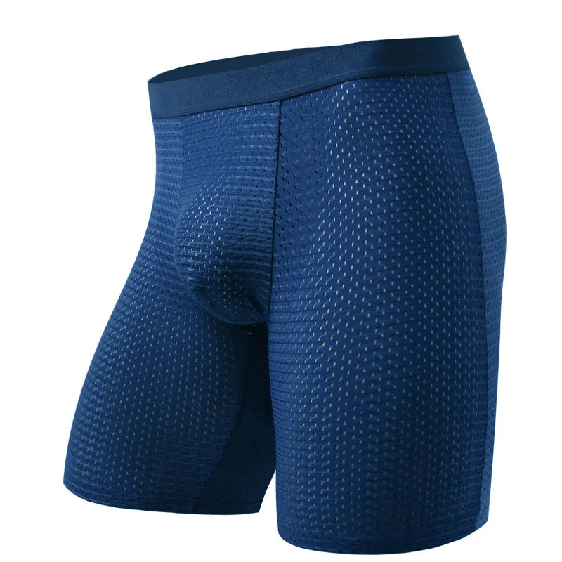 Bóxer de malla para hombre, ropa interior Sexy, Calzoncillos largos, 3 piezas