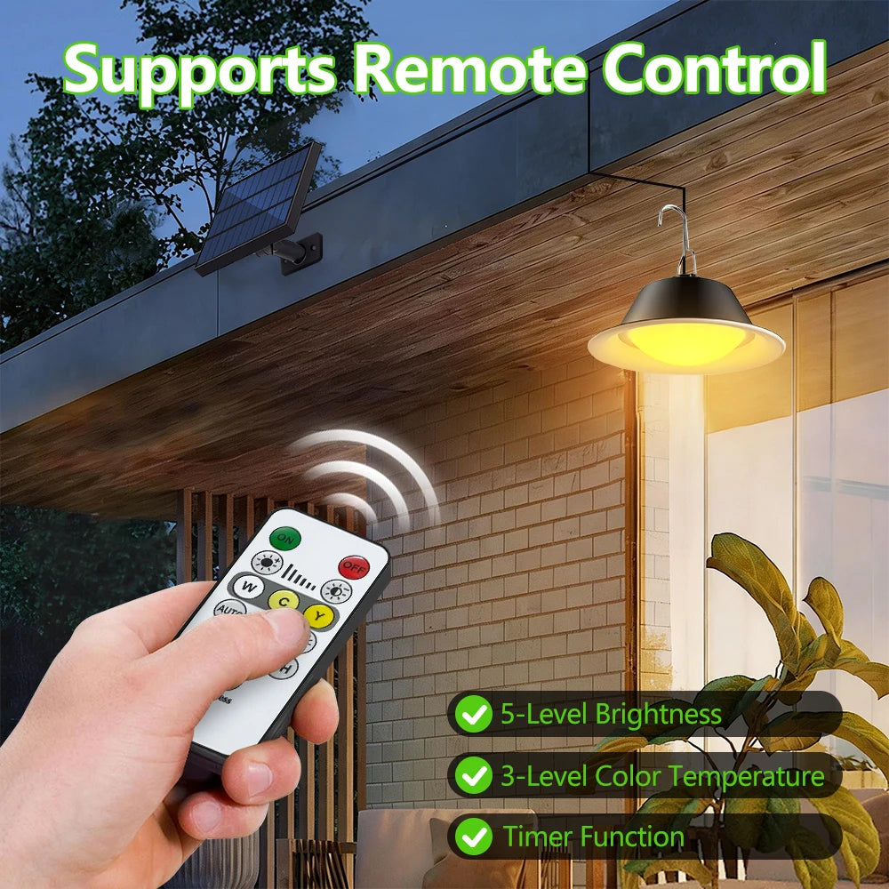 Lámpara Solar Colgante Exterior con Control Remoto 3 Colores Regulable