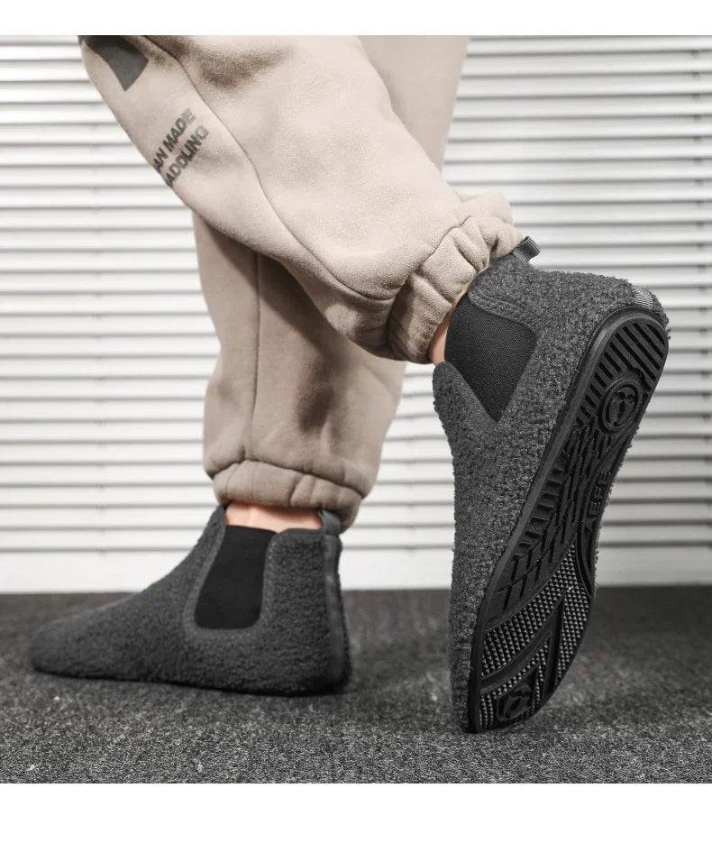 YRZL, zapatos cálidos de algodón para invierno, zapatillas de interior para el hogar para hombre, zapatos informales de algodón de felpa con parte inferior fina, zapatillas antideslizantes de suela suave para hombre