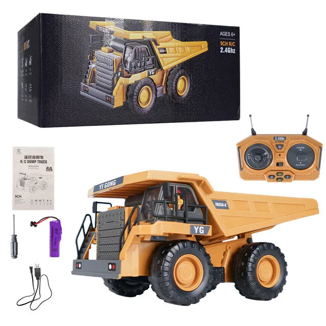 Excavadora RC 1:20 con Volcador y Bulldozer, Luz y Música